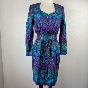 Vintage E.D.Michaels Button Down Maxi Dress Size 5-6 EUC